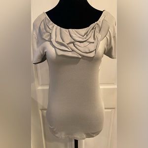 Ann Taylor Silky Stretch Tee w/ Embellished Neckline